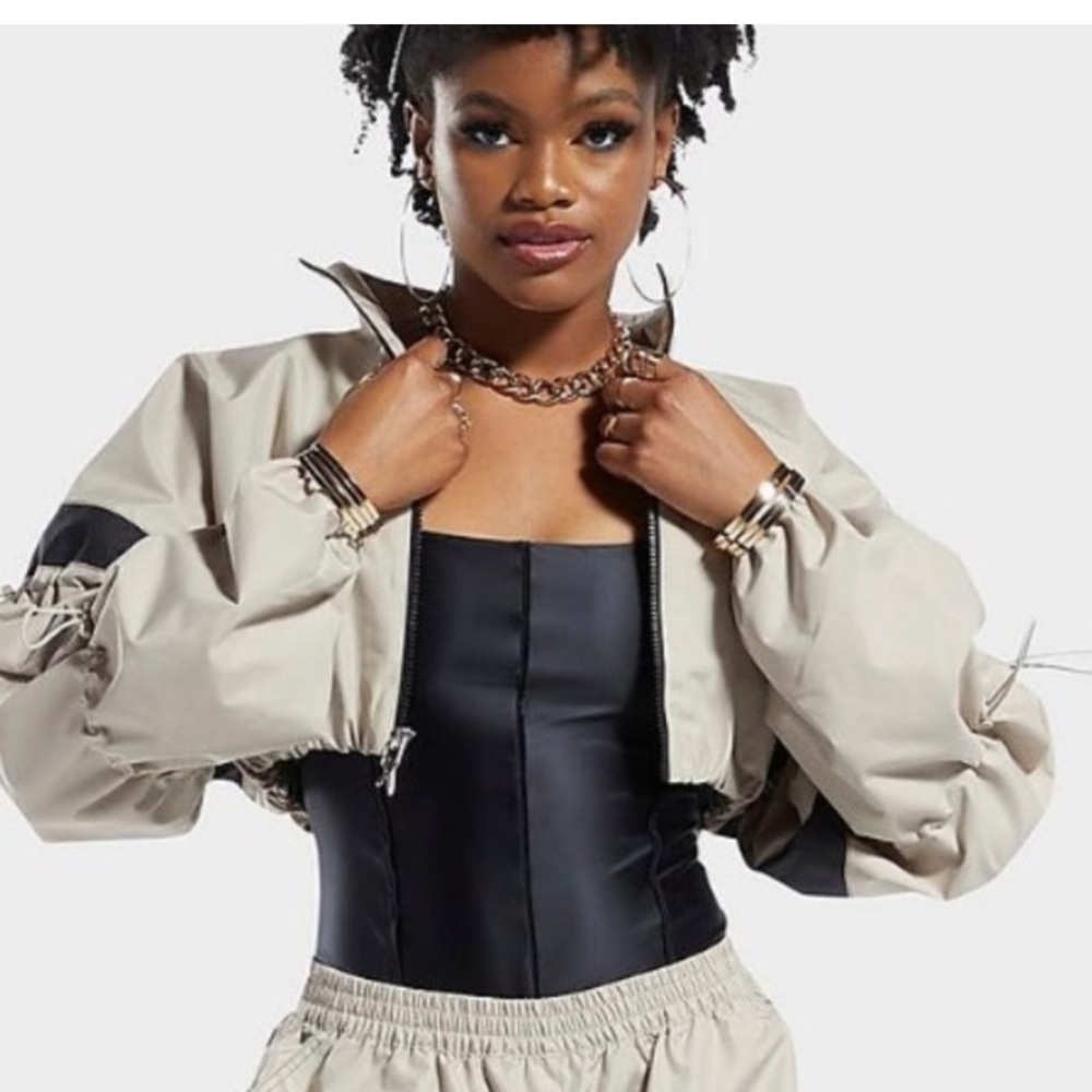 CARDI B -Reebok Beige and Black Women's Jacket